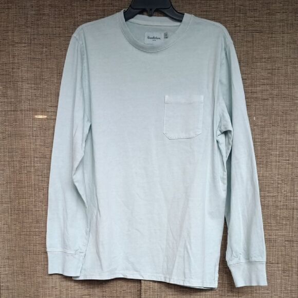 NWOT Goodfellow & Co Men's Soft Aqua  Blue Long Sleeve Tee - Picture 1 of 4